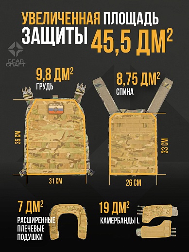 картинка Бронежилет Атом 2.0 Увеличенный + СВМПЭ Бр2 от магазина gear-craft.ru